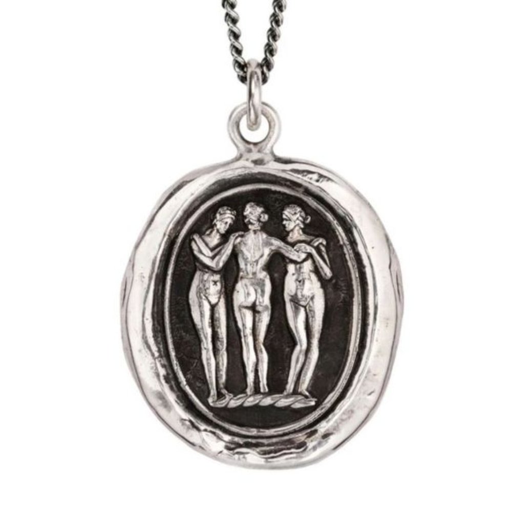 Pyrrha Three Graces Sterling Silver Talisman Necklace